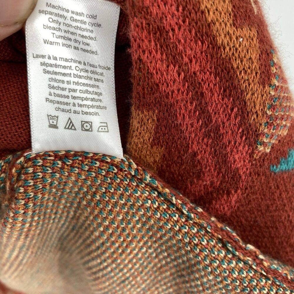 Coldwater Creek Southwestern Aztec Sweater Cardigan Rust Turquoise Womens XS - Picture 7 of 8